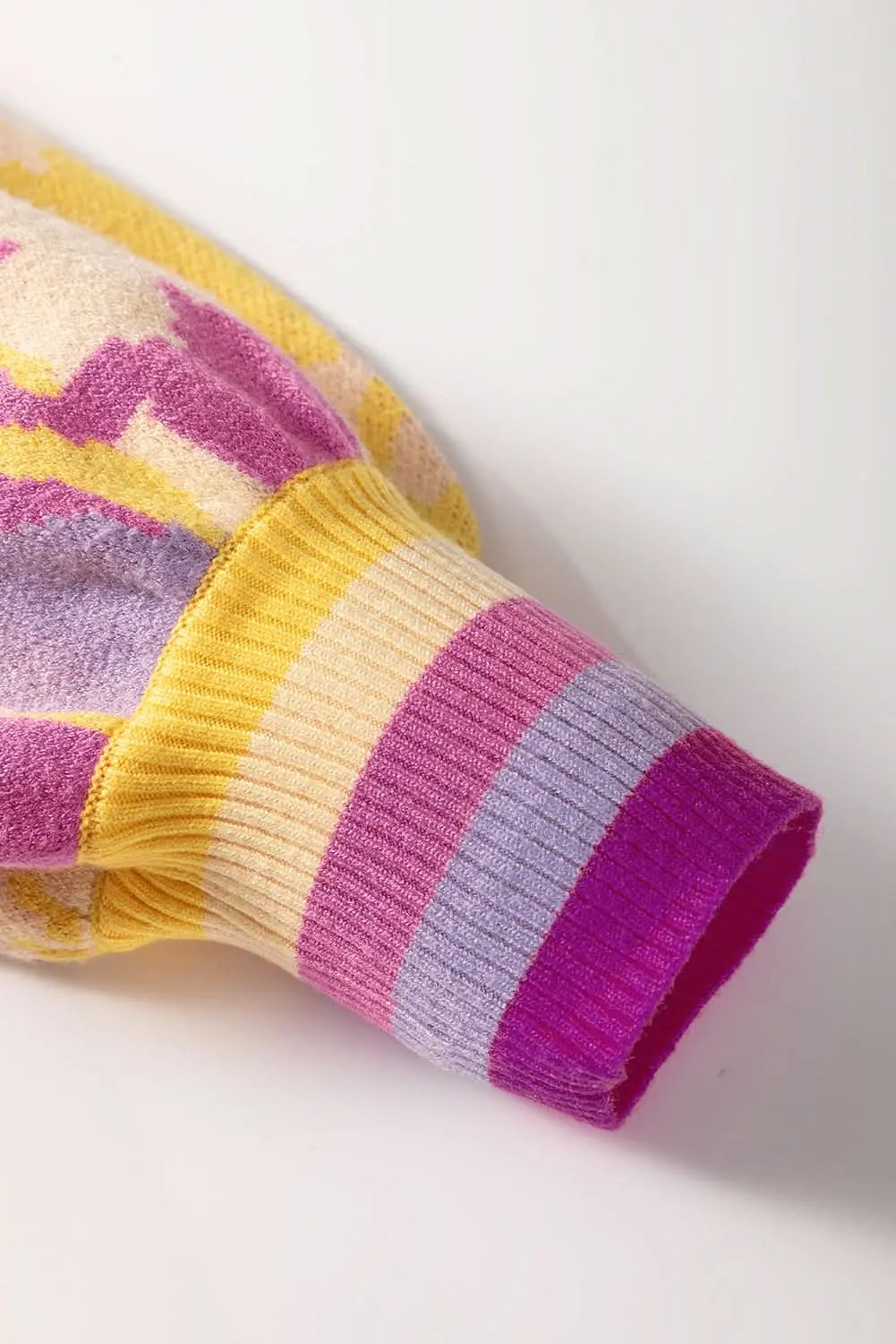 Khaki colorblock balloon sleeve sweater - Love Salve